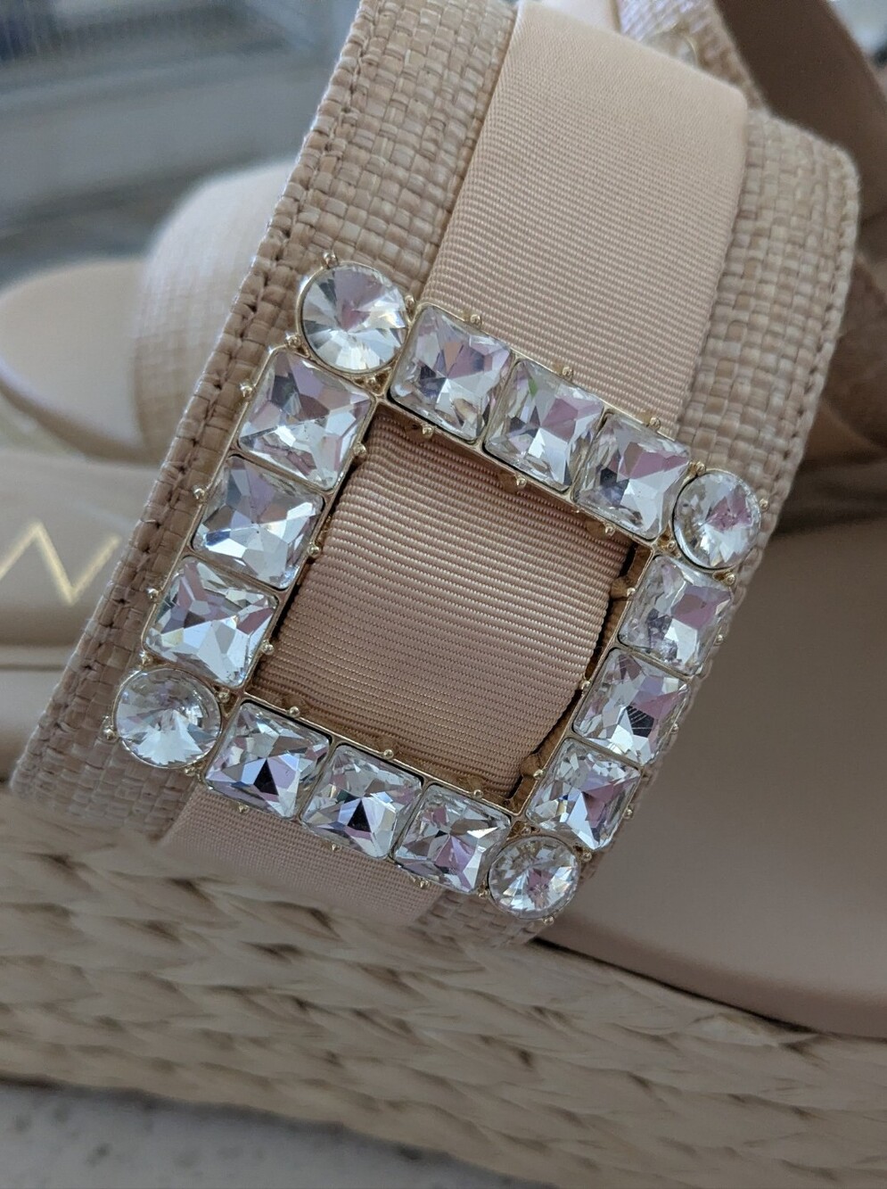 Deltan Wedge Raffia Sandals With Buckle